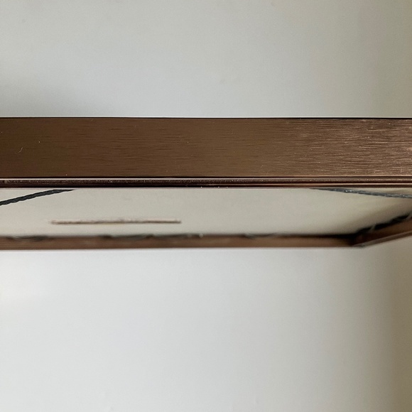 Vintage copper rectangular picture frame oatmeal canvas matting - Picture 3 of 13